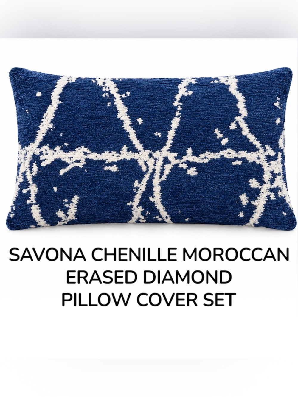 Restoration Hardware Savona Chenille Moroccan Erased Diamond Pillow Cover Set.